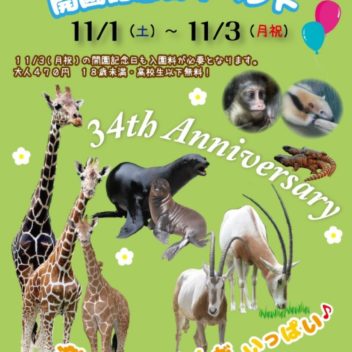 🐾 高知県立のいち動物公園「開園記念日イベント」へ行こう！34周年を祝う3日間♪